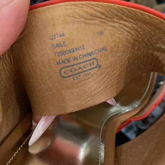 Coach Color Block Platform Sandals Orange Pink Stripe - Picture 8 of 12